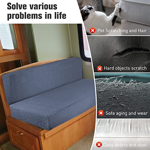 Weiguzc Rv Dinette Cushion Covers, Stretch Printed Couch Covers With Jacquard Fabric - Rv Camper Car Bench Includes 1 Sofa Seat Cushion Cover ＆ 1 Cushion Cover, Washable ＆ Easy Fitted (Light Gray) #TOP2