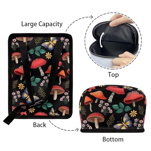 Image of Car Trash Can with Lid Leak Proof Cars Trash Bag Hanging Sedan Garbage Can Accessories Multipurpose Storage Container for Back Seat, Forest Mushroom Floral