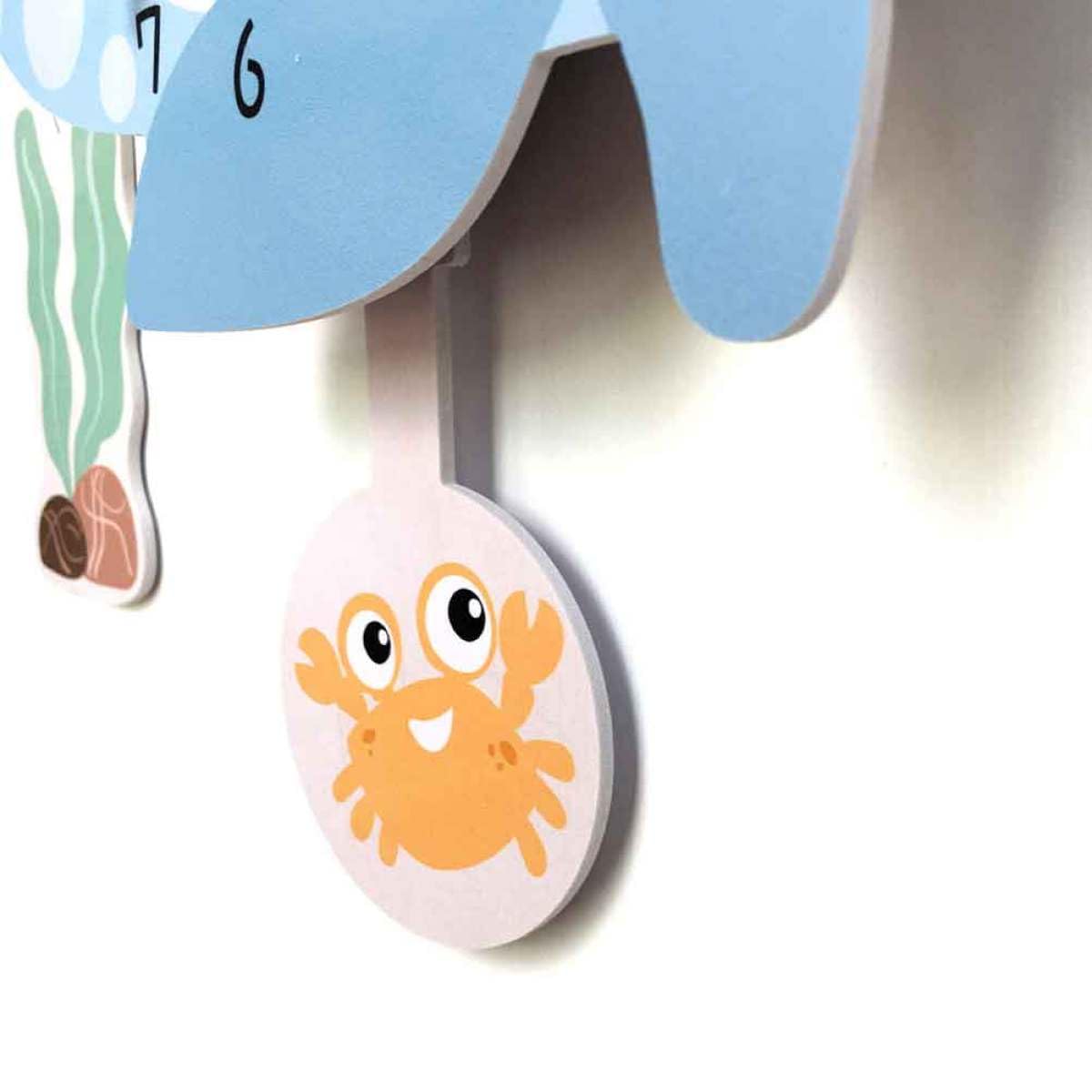 Reloj de Pared Infantil Decorativo Ballena Silencioso Ecológico Péndulo Adecuado para Sala de Estar Dormitorio y Jardín de Infantes Material Respetuoso Medio Ambiente