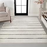 JONATHAN Y MOH201D-4 Williamsburg Minimalist Stripe Area Rug, Contemporary, Modern, Bohemian, Scandinavian, Rustic for Living Room, Dining Room, Bedroom, Kitchen, Cream/Black, 4 X 6