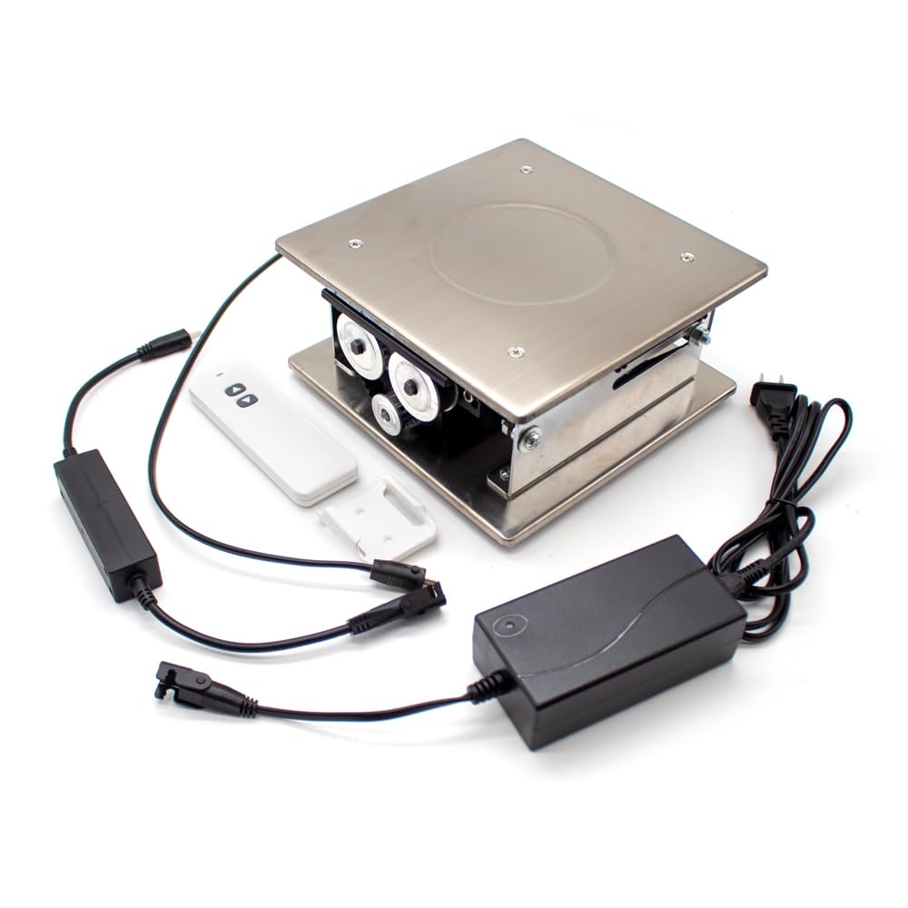 Small Laboratory Lifting Stand Electric Stainless Steel Lifting Platform Remote Control Adjustable Lifter Moving Load 10KG (200x200MM)