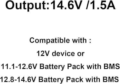 Miniatura 2 de Cargador de batería de 12V 1.5A con conector macho DC5521 para paquete de baterías recargables LiFePO4 de litio de ciclo profundo de 14.6V, paquete