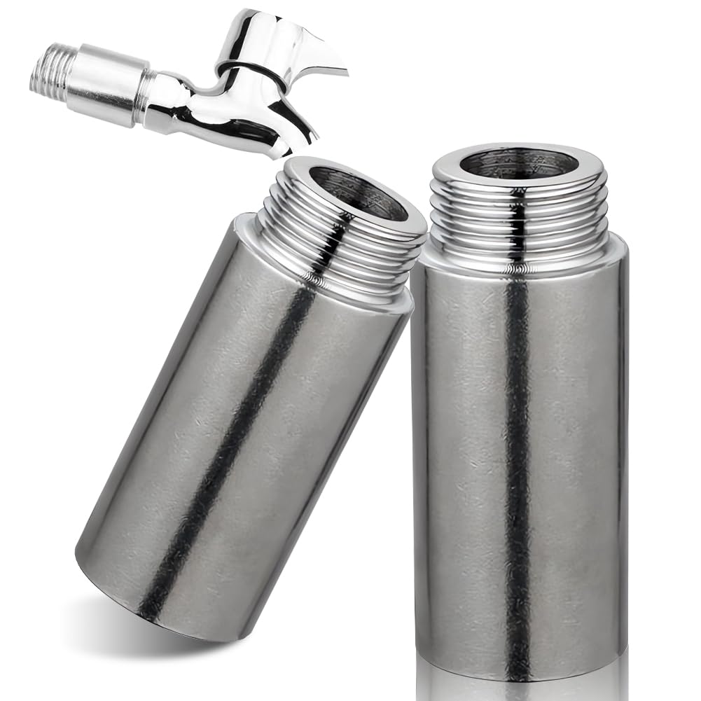 2 x Tap Extension 3/4" x 50mm 3/4" IG x 3/4" AG DN20 Stainless Steel Thread Extension 50mm Extension for Heating and Drinking Water Installation