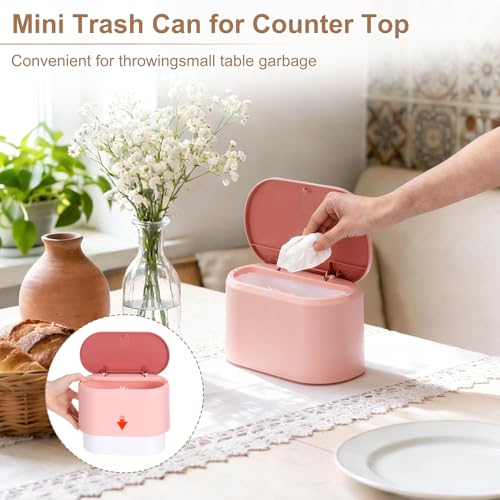 Mini caneca de basura cuadrada de 0.8 galones rosa miniatura 5