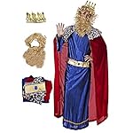 Gojoy shop- Disfraz de Rey Mago Baltasar, Caspar ó Melchor para Hombres Navidad Carnaval (Contiene Corona, Conjunto Peluca y Barba, Túnica, Capa, Cinturón y Mochila de Cuerdas) (Caspar)
