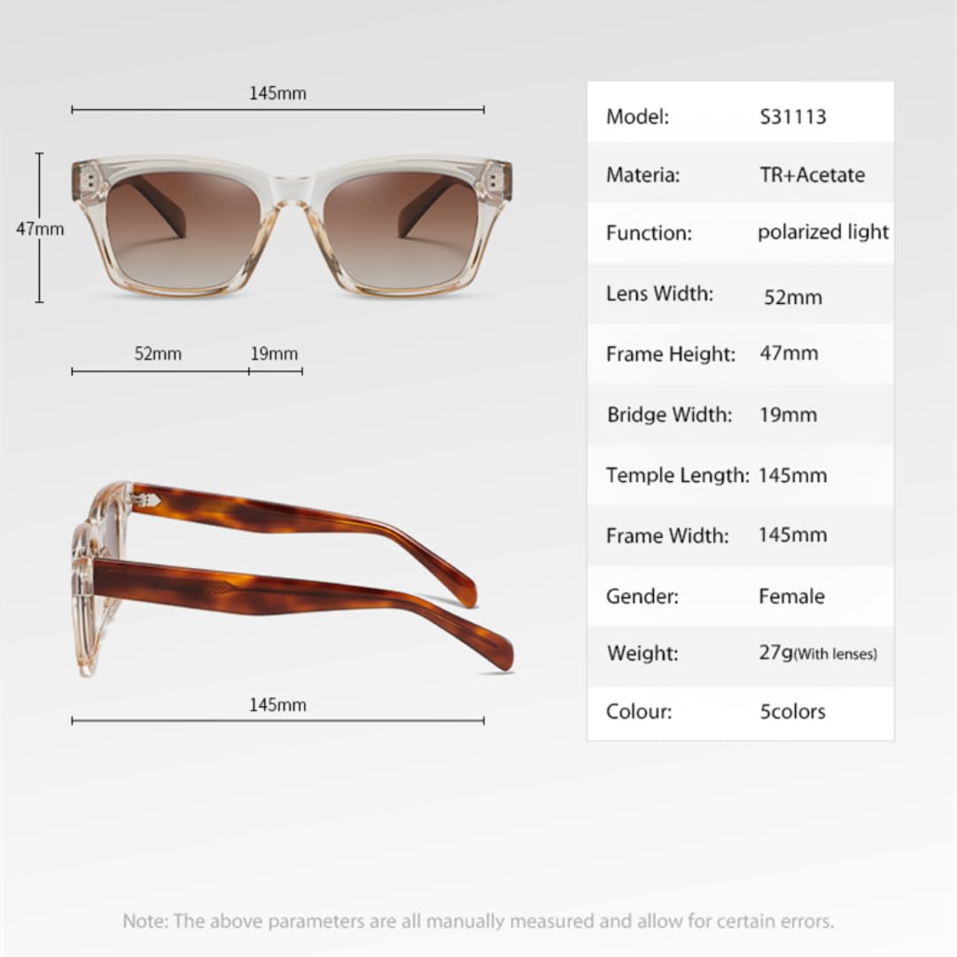 Gafas de sol polarizadas para mujer, UV400, para hombre, de acetato, con montura grande, para camping