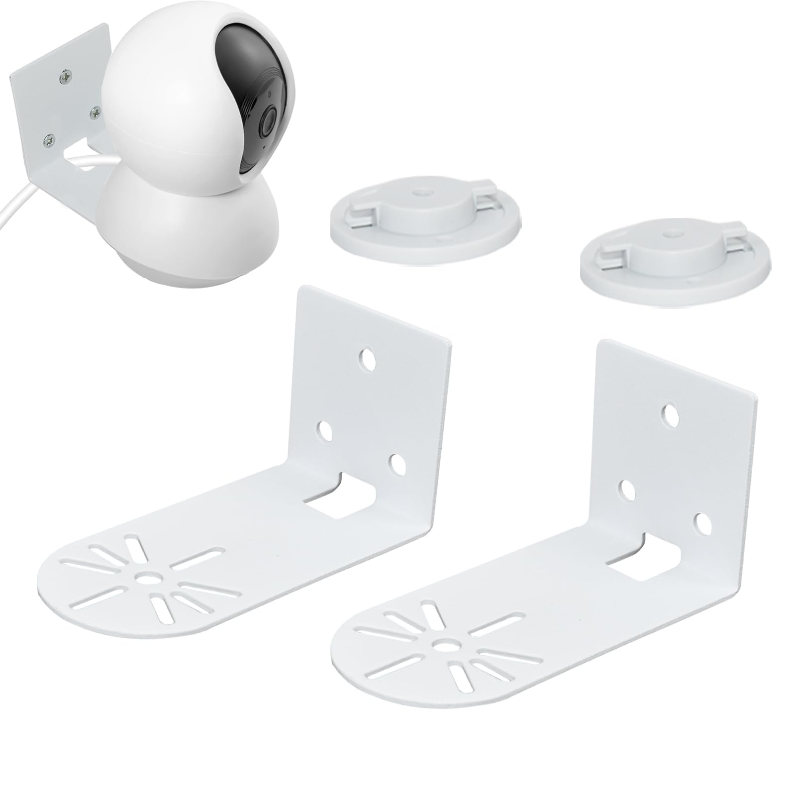 Azonee Metal Wall/Ceiling Mount Bracket Compatible with Tp-Link Tapo C200/ C210/ C220/ Tc70, Kasa Ec70/ Kc410s Security Camera, Anti-rust Metal Ring Camera Bracket (2 Pack)