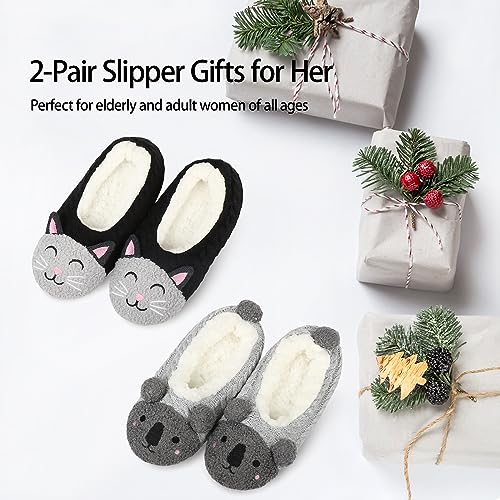 Image of DICUIRD Womens Animal Slipper Socks Non Slip Gripper House Slippers