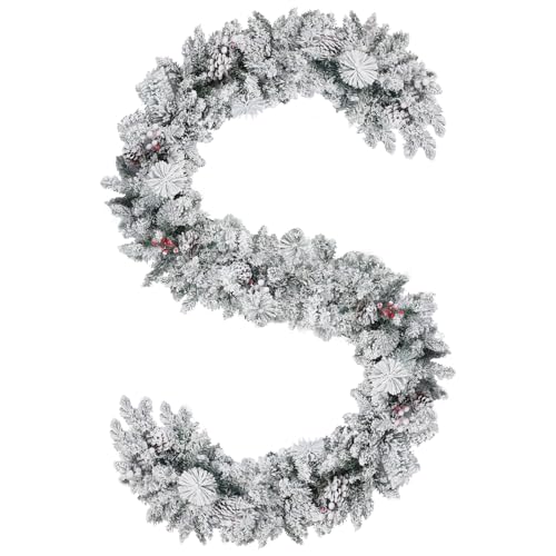 EDWINENE Weihnachtsgirlanden, 9 Fuß Schnee Weihnachtsgirlanden Dekoration...