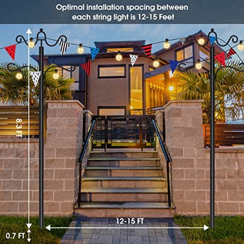 Soporte de iluminación para terraza y postes de luz de cadena de 9 pies 7
