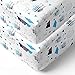 Bacati - 2 Pack Woodlands Bears Bison Owls Printed Boys 100% Cotton Universal Baby US Standard Crib or Toddler Bed Fitted Sheets (Aqua/Navy/Grey)