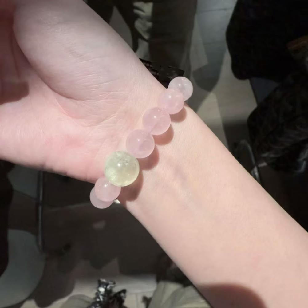Bracciale Elasticizzato in Vero Quarzo Rosa per Donna, Braccialetto d'Amore in Cristallo Rosa Naturale, Regalo per lei, Amicizia, Cura di sé, Compleanno, buona Fortuna