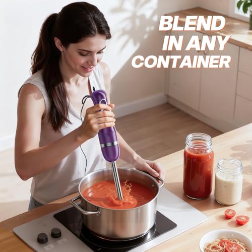 Image of Turelar Immersion Blender Handheld, Corded Electric Blenders Portable Stick Mixer with 2 Mixing Speed and Stainless Steel Blades Emulsifier for Effortless Blending Soup, Smoothies, Puree or Baby Food