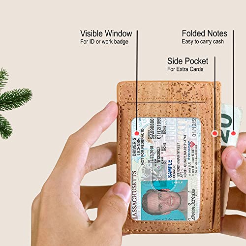Image of Corkor Cork Card Holder Men - Cork Wallet - Vegan Leather - Minimalist Slim Front Pocket RFID