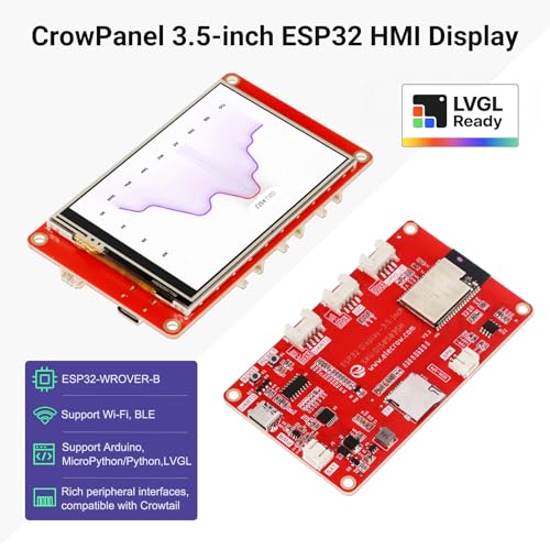 Image of ELECROW ESP32 Display 480x320, 3.5 Inch HMI Touch Screen SPI TFT LCD Touchscreen with Acrylic Case, 32-Bit LX6 Dual-Core Processor, Up to 240MHz, Compatible with Arduino, LVGL, PlatformIO, MicroPython