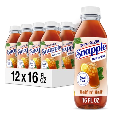 Snapple Zero Sugar Half 'n Half Tea, 16 fl oz recycled plastic bottle, Pack of 12