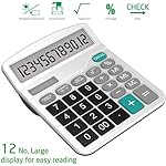 Calculator, Splaks 2 Pack Standard Functional Desktop Calculators Solar and AA Battery Dual Power Electronic Office Calculators with 12-Digit Large Display (1 Basic Black&1 Updated Silver) - Image 2