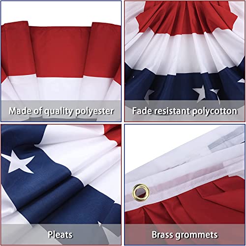 Usa Pleated Fan Flag American Us Bunting Flag Patriotic Half Fan Banner Flag With Canvas Header And Brass Grommets For 4Th Of July Memorial Day Decoration Red White And Blue Bunting (4, 1.5X3 Feet) #TOP2
