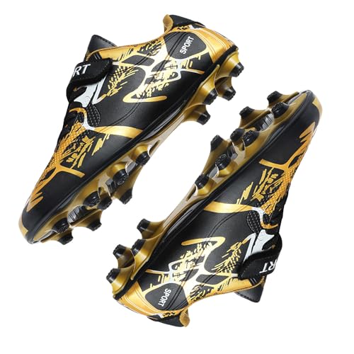 HESBITEUL Kids Firm Ground Soccer Cleats Boys Girls Athletic Outdoor Football Shoes AG TF Turf Spikes