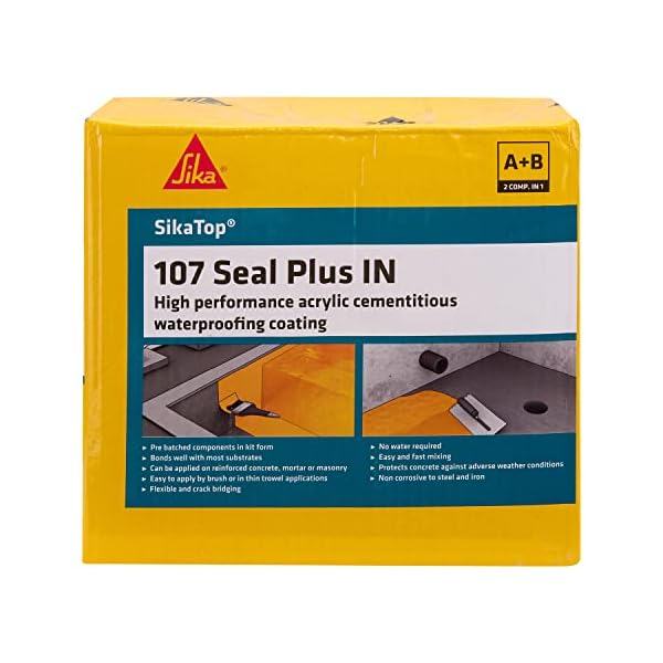 SikaTop 107 Seal Plus IN, High performance liquid waterproofing coating, easy to use, for interior and exterior floors and walls, Kit 7kg