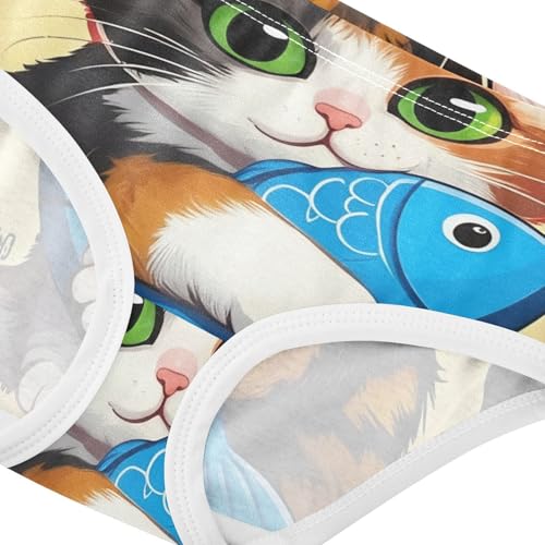 Cotton Toddler Underwear Floral Cute Cat Blue Fish Beige Panties Little Girl Bright Briefs Kids Undies 2t4