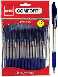 Cello Extra Comfort Grip Ballpoint Pens Medium Point Biros Retractable Ballpoint Pens, Blue Pen, Pack of 12
