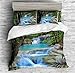 REALIN Wonderland Woodscape Bedding Waterfalls Woodland Duvet Cover Set Girl Boy Kids Bed Sets 2/3/4PCS Quilt Covers/Sheets/Pillow Shams,Twin/Full/Queen/King (B,King-229x259cm-3PCS)