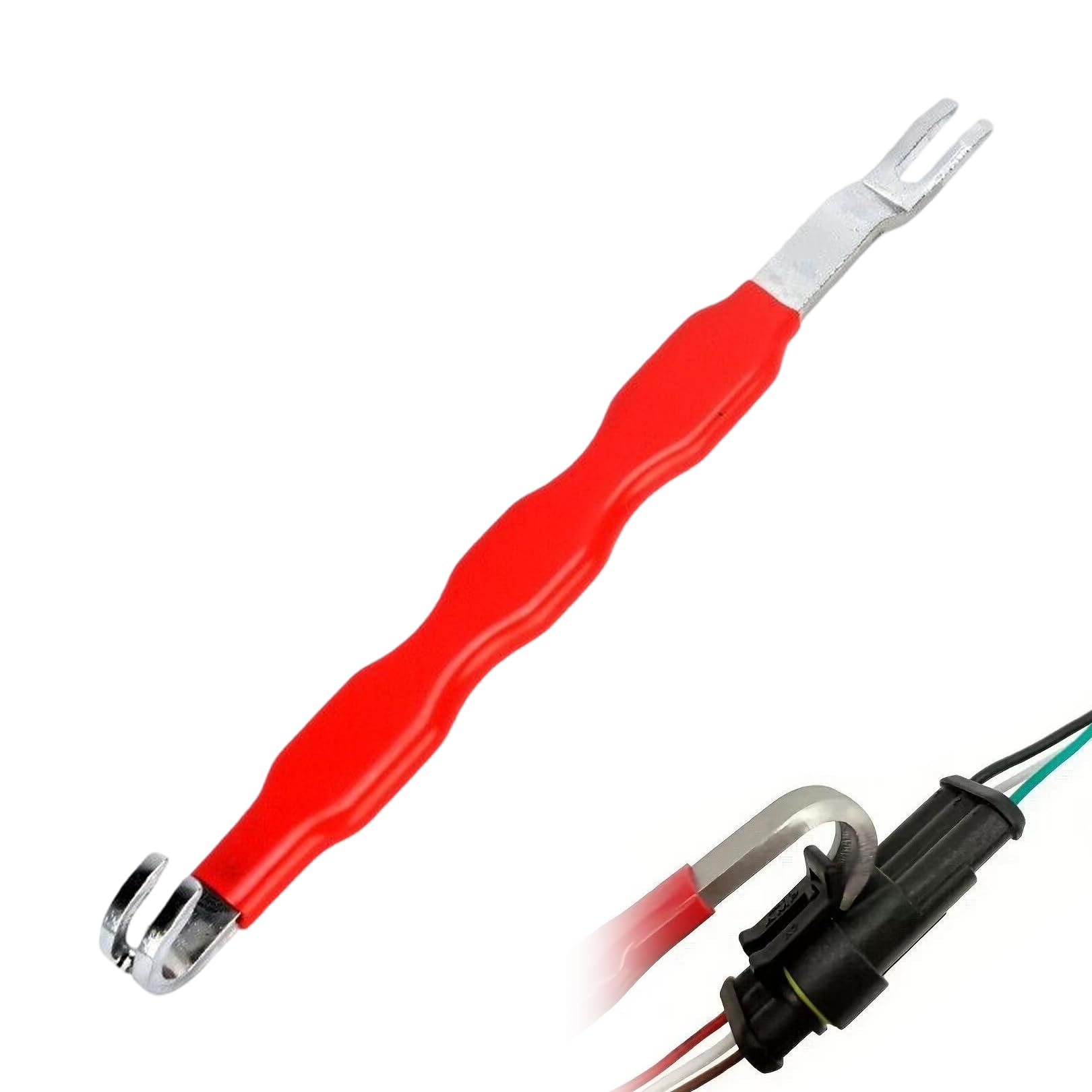 Qiaoliangyao Red Automotive Electrical Terminal Connector Separator Tool,Dual Head Electrical Disconnect Pliers For Easy Removal Of Car Wiring Connectors,Electrical Wire Connector Removal,Rubber-Coated Carbon Steel