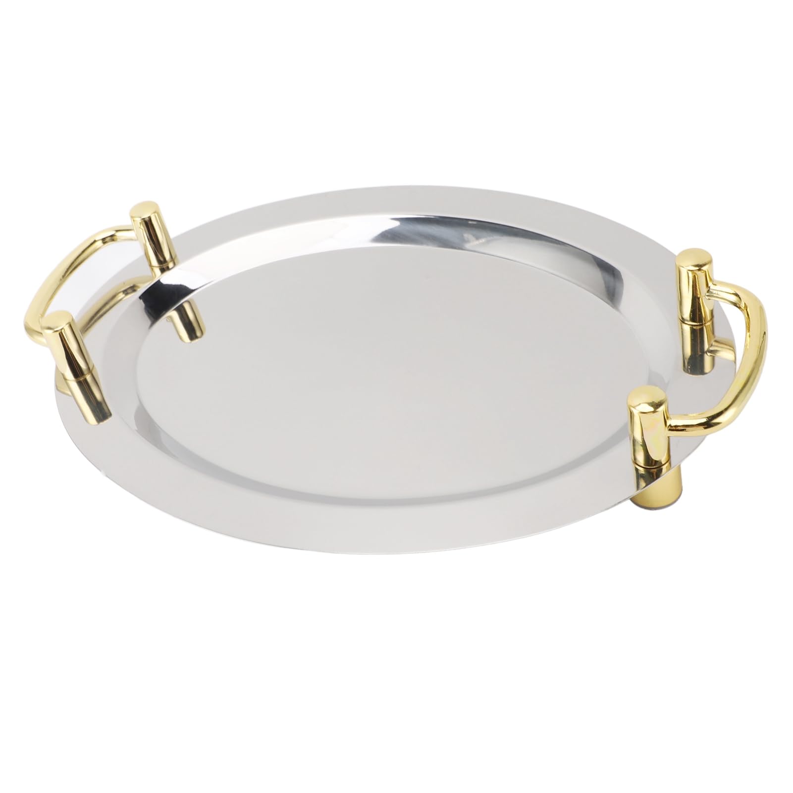 Aramox Plato de Acero Inoxidable, Bandeja para Servir de Acero Inoxidable 304 con Asa, Plato de Cena con Acabado de Espejo, Fácil de Transportar, Fácil de Limpiar, para Servir Banquetes en (#3)