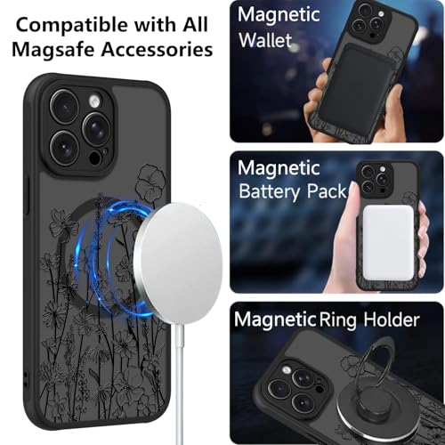 Image of KANGHAR Case for iPhone 14 Pro Florals Pattern | [Compatible with Magsafe] Cute Blooming Flowers Protective Magnetic Case for Girls Women Men