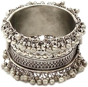 YouBella Jewellery for Women Celebrity Inspired Oxidised Silver Plated Cuff Bracelet Bangle for Women and Girls
