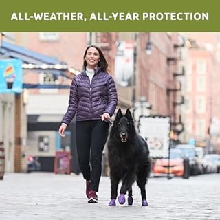 PawZ Rubber Dog Boots for Large Paws - All-Weather Waterproof Dog Shoes, Anti-Slip Traction for Rain, Snow, Mud & Hot Pavement - Pull-On Dog Booties, Olive Green - X-Large (4" +) - Pack of 12