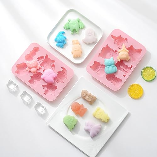 Miniatura 6 de Paquete de 4 moldes de silicona suaves y flexibles para hacer cubitos de hielo de chocolate, caramelos, gelatina, resina de gelatina, lindos moldes