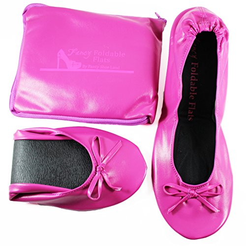 Foldable Flats Shoes with Expandable Tote Bag for High Heels Folding Pink Womens Shoes Foldable Flats Shoes with Expandable Tote Bag for High Heels Folding Pink Womens Shoes