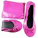 Foldable Flats Women's ballerina Flat shoes WITH EXPANDABLE TOTE BAG for Carrying High Heels Fold up ballet shoes Folding Flats PINK portable Travel Shoe (Large = 8.5 to 9.5)