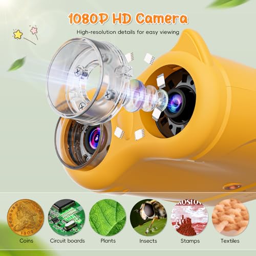 Microscopio y Telescopio 2 en 1, Temodu microscopio para niños con Pantalla IPS de 2.0'', Mini Microscopios Digitales Portátiles Recargables, Regalo para Cumpleaños Navidad/Cumpleaños (Orange) - imagen 3