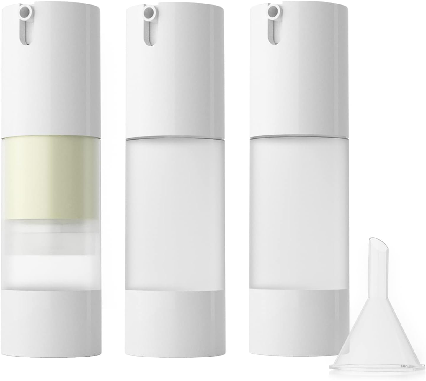 LONGWAY 1 Oz (30ML) Empty Refillable Airless Pump Bottle,Travel Foundation Containers,Airless Cosmetic Pump Bottle for Hand Sanitizer, Toner,Gel,Hair Oil, Lotion and Face Cream (Pack of 3, Frosted)