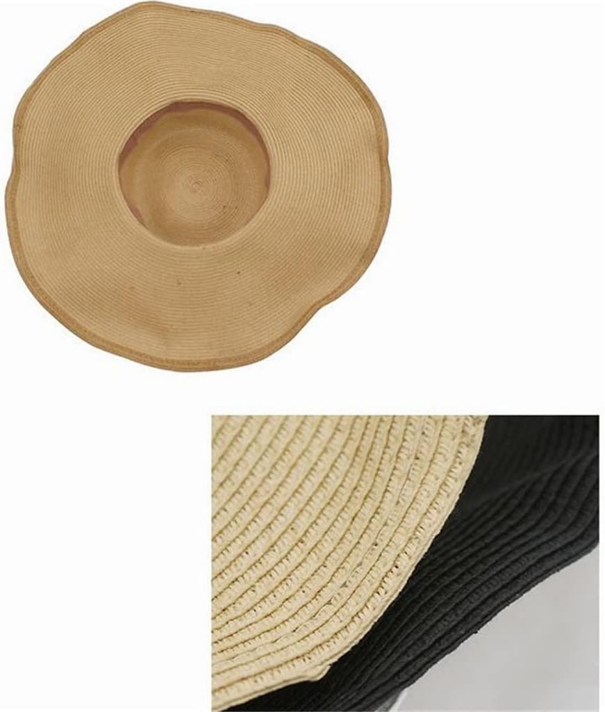 Ladies Foldable Big Brim hat Solid Color Sun Outdoor Vacation Beach Female