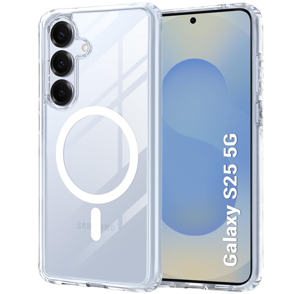 TheGiftKart Ultra-Hybrid Crystal Clear Back Case Cover for Samsung Galaxy S25 5G | Shockproof Design | Hard Back Cover for Samsung Galaxy S25 5G (PC & TPU, Magsafe Compatible, Clear)