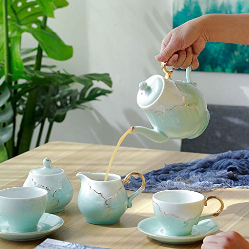 Juego de café Juego de té Juego de café pintada a mano de oro con incrustaciones de jade 6 6 taza de café taza de café… - Imagen 6