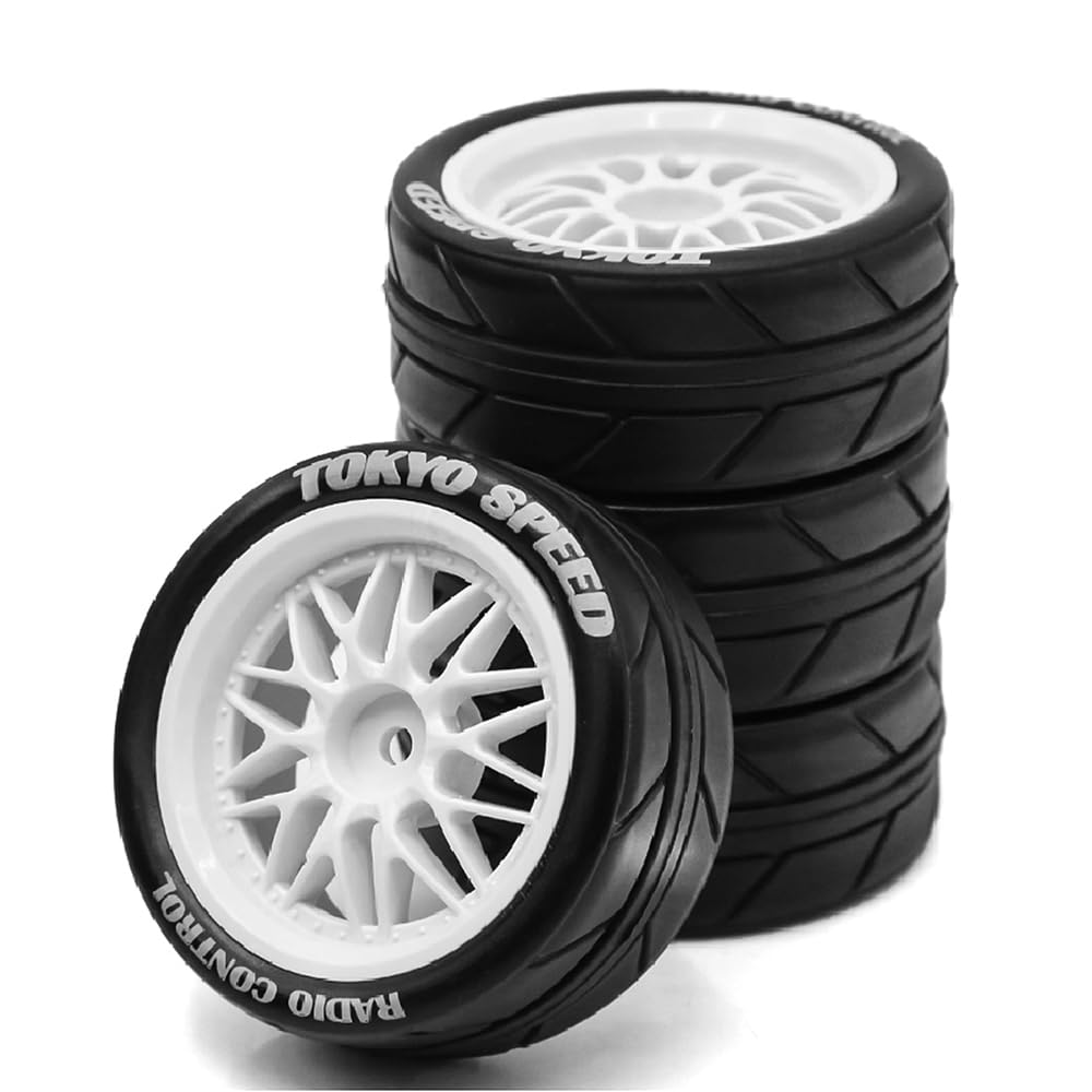 fujita 1/10 RC ON-Road Rubber Tires& Wheels Rims 65mm OD for HPI Tamiya TT01 TT02B Kyosho FAZER MK2 Lc Racing HSP RGT RC 3RACING D5 1/10 RC Rally Car