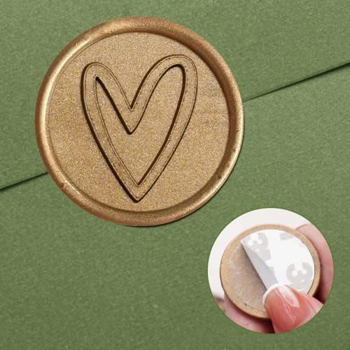 50 Pack Self Adhesive Wax Seal Stickers, Heart Gold Stickers, Pre-Made Real Wax Seals, Envelope Seal Stickers, Envelope Seals, Wedding Envelope Seals, Wedding Invitation Stickers,Birthday Baby Shower