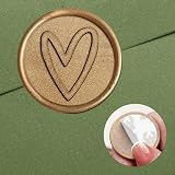 50 Pack Self Adhesive Wax Seal Stickers, Heart Gold Stickers, Pre-Made Real Wax Seals, Envelope Seal