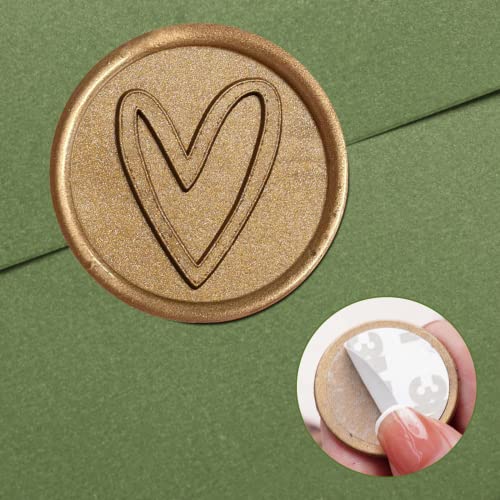 50 Pack Self Adhesive Wax Seal Stickers, Heart Gold Stickers, Pre-Made Real Wax Seals, Envelope Seal Stickers, Envelope Seals, Wedding Envelope Seals, Wedding Invitation Stickers,Birthday Baby Shower #TOP28