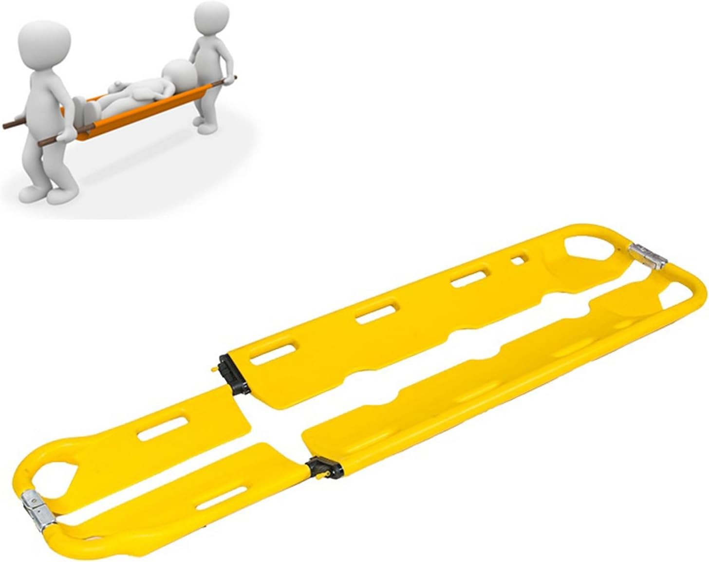 First Aid Stretcher, Spine Board Stretcher Backboard for Patient, Emergency Rescue Back Stretcher, Ambulance Stretcher Gurney, Adjustable Length, with Safety Straps