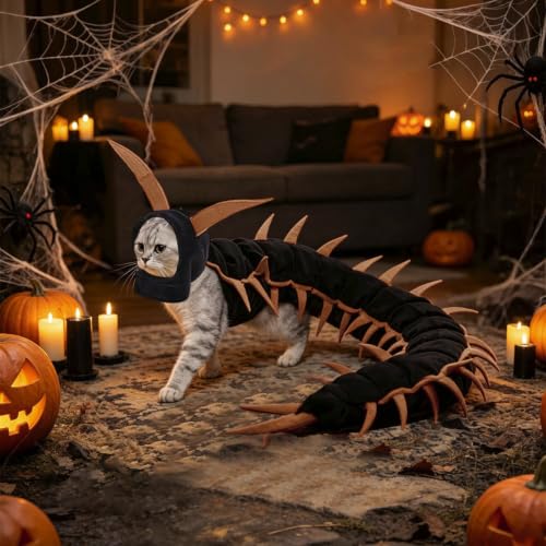 Centipede Cat Costume, 50'' Halloween Pet Costume for Cats Dogs,Brown - image 3