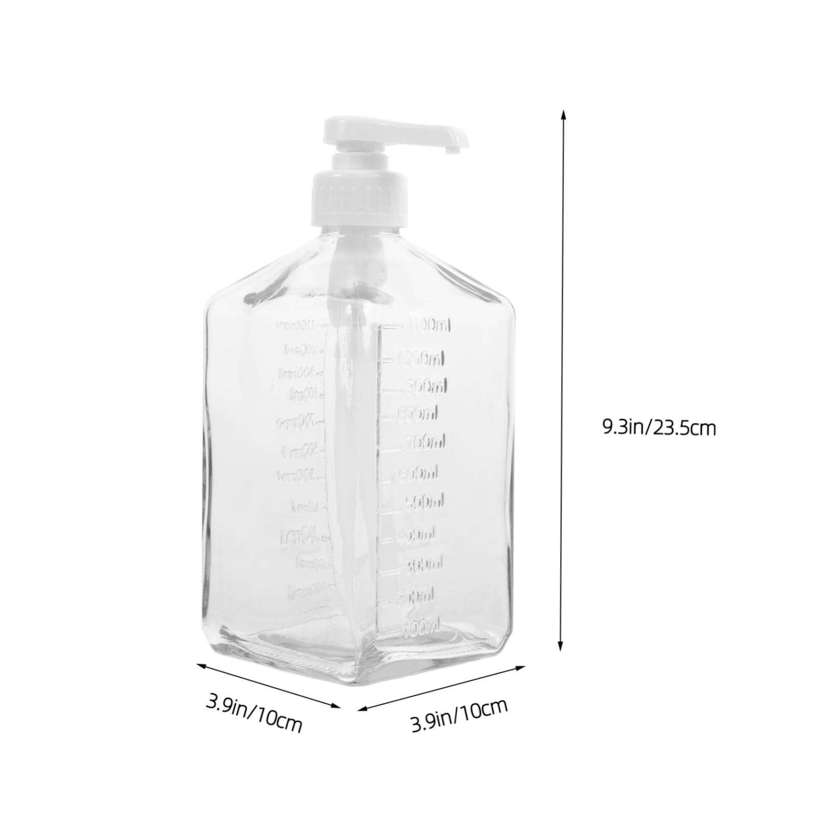 Glas Sirupspender 1100ml mit Kunststoffpumpe Messfrei und Einfache Dosierung für Bäckerei und Supermarkt zum Praktischen Servieren