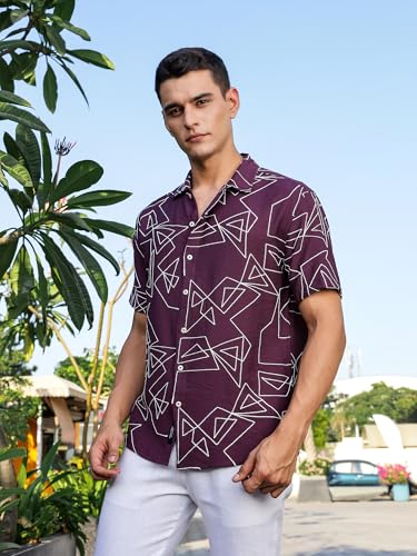 Image of Thomas Scott Mens | Half Sleeve | Embroidered Printed | Regular Fit | 100% Cotton | Casual Shirts