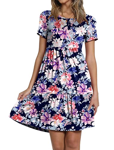 Image of TAOHUADAO 2026 Summer Dresses for Women Short Sleeve Ruffle Casual Sundress with Pockets