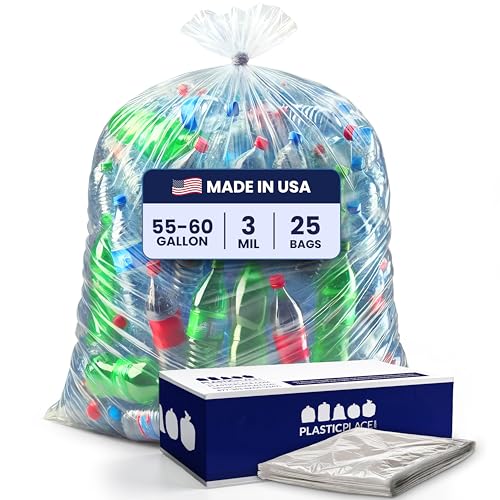 Plasticplace Contractor Trash Bags 55-60 Gallon - 3.0 Mil, Clear Heavy Duty Garbage Bag 38
